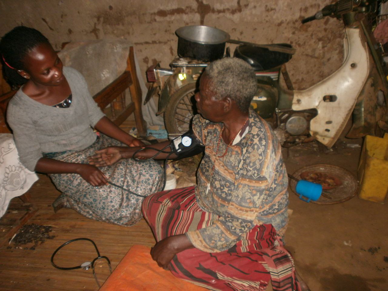 Elderly person receiving care